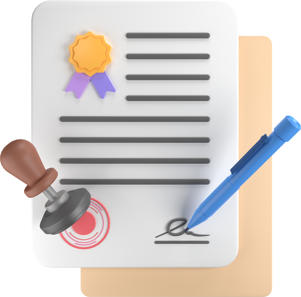 Contract document aggrement 3D illustration